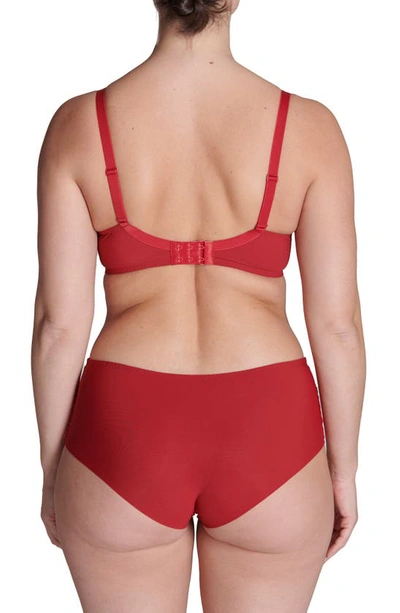 Shop Simone Perele Saga Sheer Underwire Plunge Bra In Lipstick