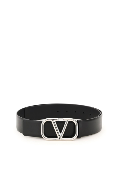 Shop Valentino Garavani 'vlogo Signature' Leather Belt Men In Black