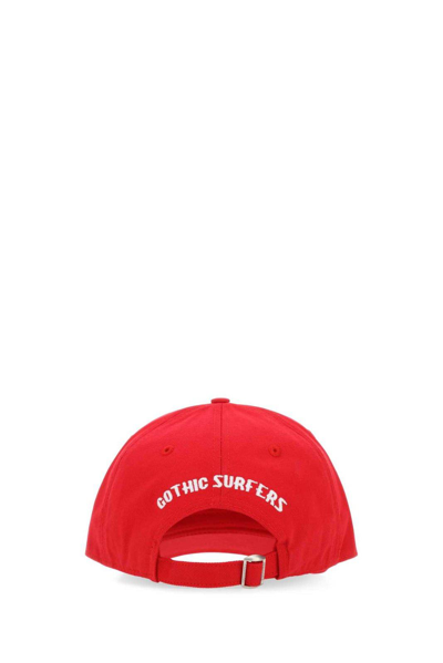 Shop Dsquared2 Logo-embroidered Distressed Baseball Cap In Red