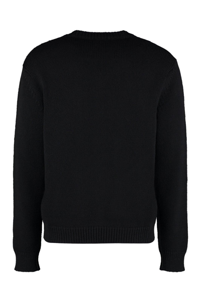 Shop Balmain Logo Intarsia Knit Jumper In Black