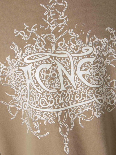 Shop Acne Studios Logo Printed Crewneck Sweatshirt In Dark Beige