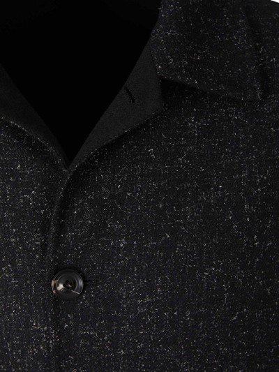 Shop Lardini Single-breasted Knitted Coat In Black
