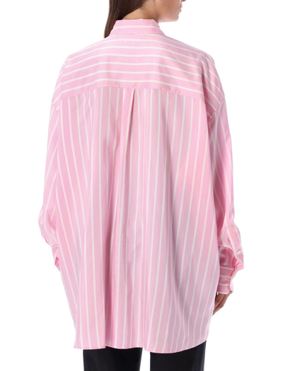 Shop Bottega Veneta Striped Oversized Fit Shirt In Off-white