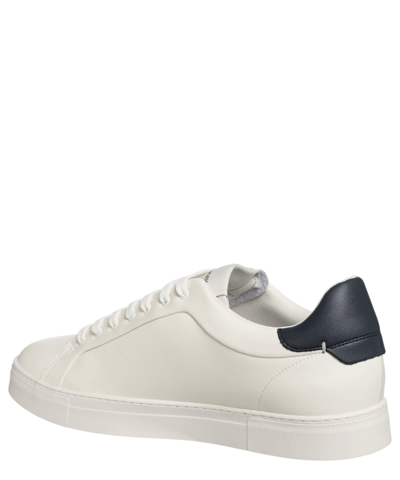 Shop Emporio Armani Leather Sneakers In Off White+navy