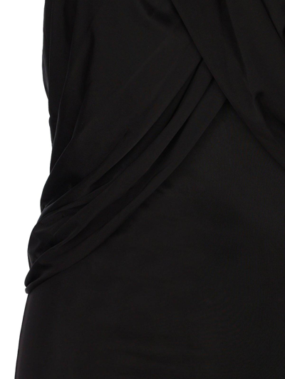 Saint Laurent Hooded Draped Dress In Schwarz