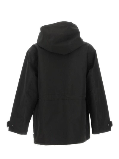 Shop Burberry Patch-pocket Hooded Parka Coat In Black