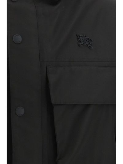 Shop Burberry Patch-pocket Hooded Parka Coat In Black