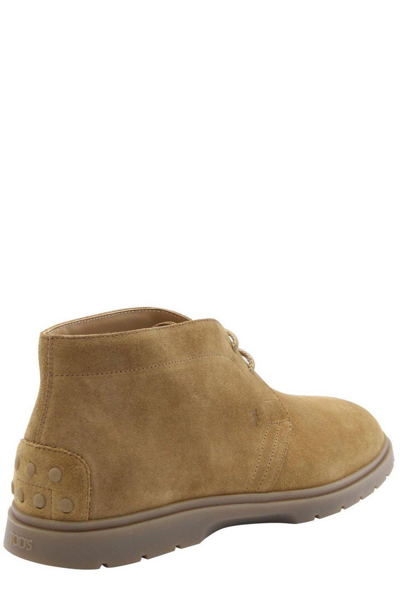 Shop Tod's Lace-up Desert Boots In Beige