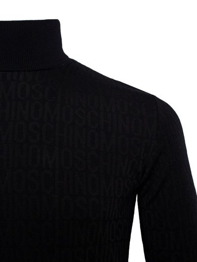 Shop Moschino Roll-neck Knitted Jumper In Nero