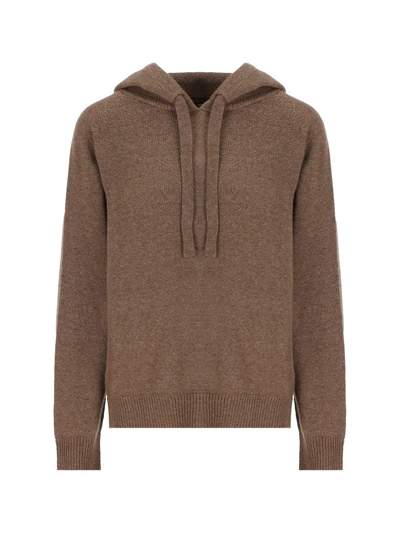 Shop 's Max Mara Drawstring Knitted Hoodie In Tortora