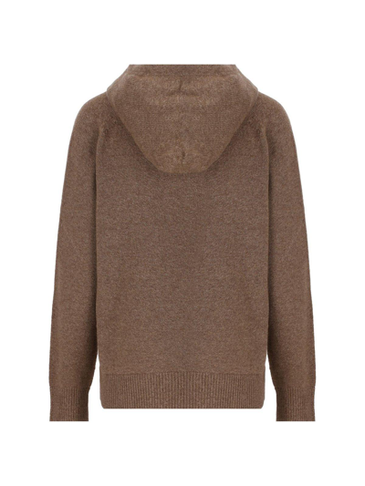 Shop 's Max Mara Drawstring Knitted Hoodie In Tortora