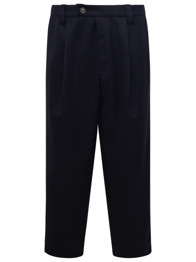 Shop Apc Renato Blue Wool Trousers In Navy