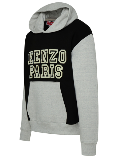 Shop Kenzo Two-tone Cotton Hoodie In Black