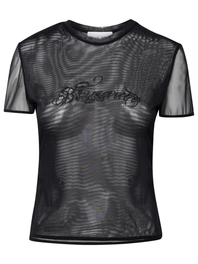 Shop Blumarine Black Nylon T-shirt
