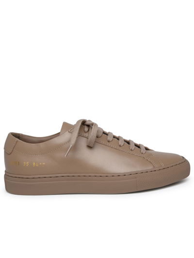Shop Common Projects Achilles Beige Leather Sneakers