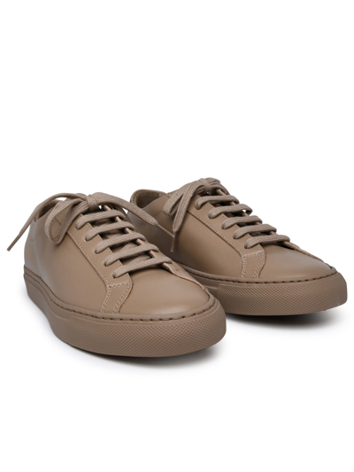 Shop Common Projects Achilles Beige Leather Sneakers