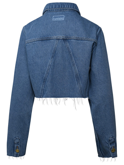 Shop Ganni Light Blue Organic Cotton Jacket