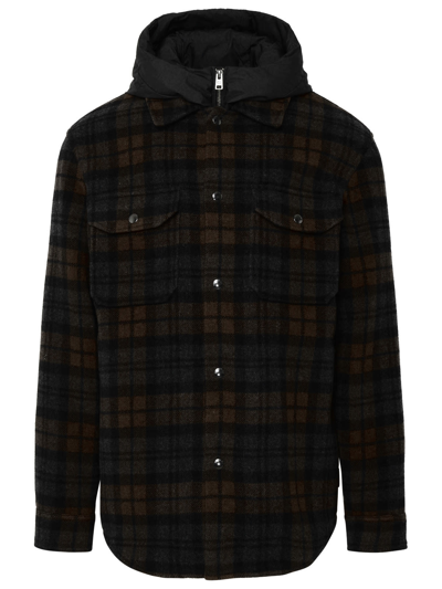 Shop Woolrich Two-tone Wool Blend Shirt In Brown