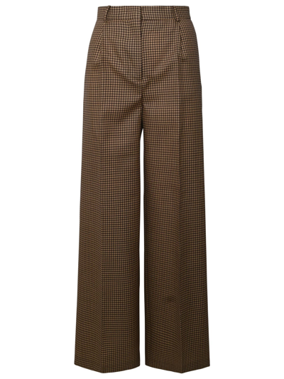 Shop Msgm Two-tone Wool Trousers In Beige