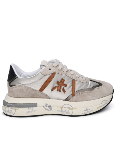 Shop Premiata Cassie Grey Suede Blend Sneakers In Silver