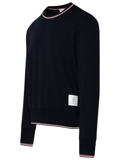 Shop Thom Browne Blue Cotton Sweater In Navy