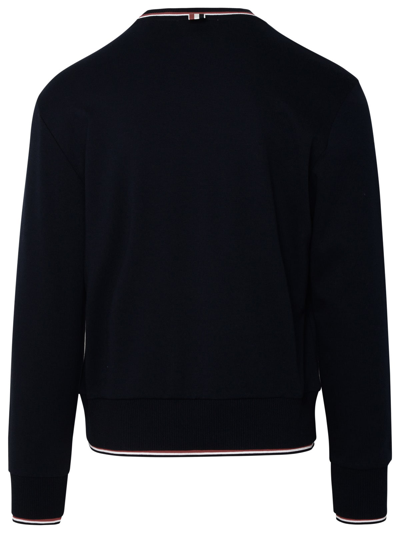 Shop Thom Browne Blue Cotton Sweater In Navy