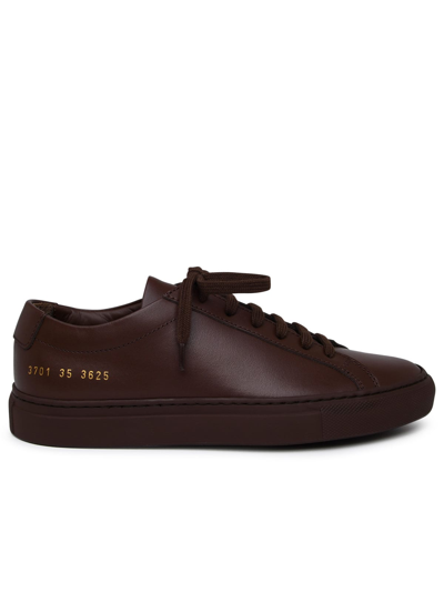 Shop Common Projects Achilles Brown Leather Sneakers