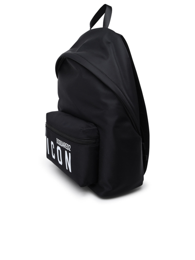 Shop Dsquared2 Be Icon Black Fabric Backpack