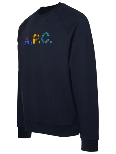 Shop Apc Shaun Blue Cotton Sweatshirt In Navy