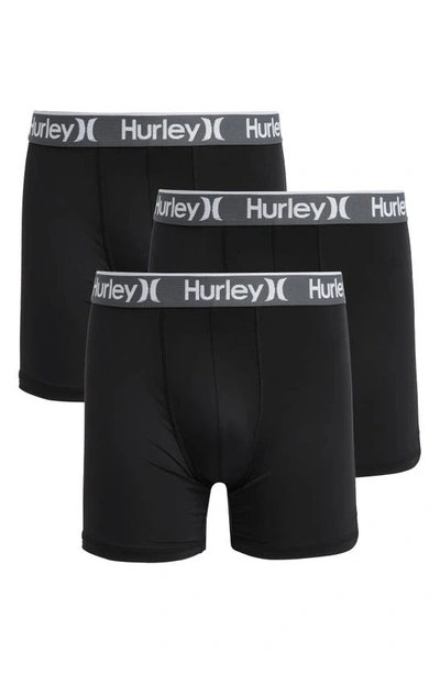 Shop Hurley Assorted 3-pack Boxer Briefs In Black Combo