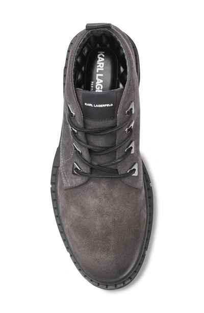 Shop Karl Lagerfeld Suede Lug Chukka Boot In Grey