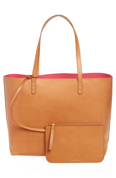 Shop Mansur Gavriel Large Leather Tote In Cammello/ Dolly