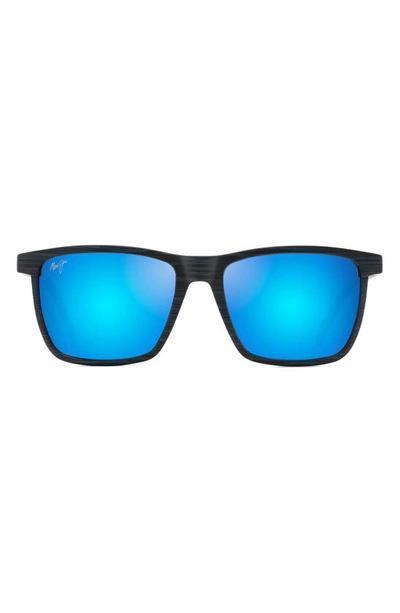 Shop Maui Jim One Way 55mm Polarizedplus2® Rectangular Sunglasses In Dark Navy Stripe