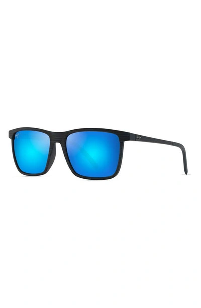 Shop Maui Jim One Way 55mm Polarizedplus2® Rectangular Sunglasses In Dark Navy Stripe