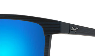 Maui Jim One Way Rectangular Polarized Sunglasses, 55mm In Dark Navy Stripe