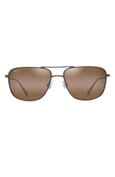 Maui Jim Mikioi 54mm Polarizedplus2® Aviator Sunglasses In Satin Sepia