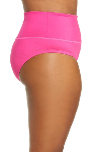 Shop Nike High Waist Wide Band Bikini Bottoms In Pink Prime