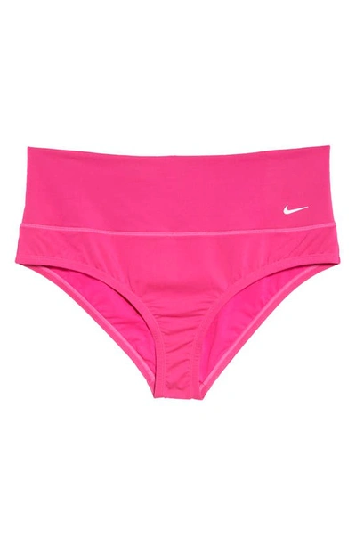 Shop Nike High Waist Wide Band Bikini Bottoms In Pink Prime