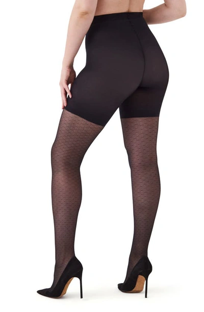Shop Spanx Micro Dot Fishnet Shaping Tights In Very Black