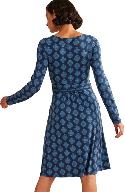 Shop Boden Abigail Long Sleeve Jersey Dress In French Navy Mosaic