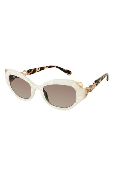 Shop Coco And Breezy Perception 54mm Cat Eye Sunglasses In Ivory Marble/ Tortoise