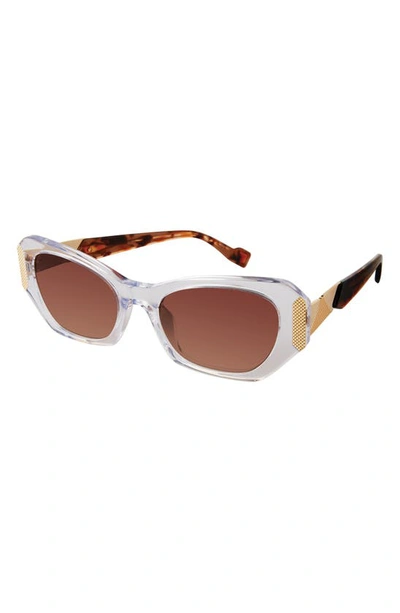 Shop Coco And Breezy Clover 55mm Rectangular Sunglasses In Crystal/ Brown
