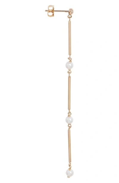 Shop Poppy Finch Cultured Pearl Linear Drop Earrings In 14k Yellow Gold