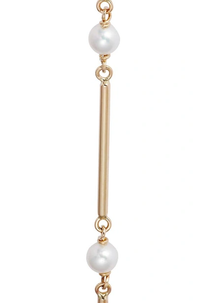 Shop Poppy Finch Cultured Pearl Linear Drop Earrings In 14k Yellow Gold