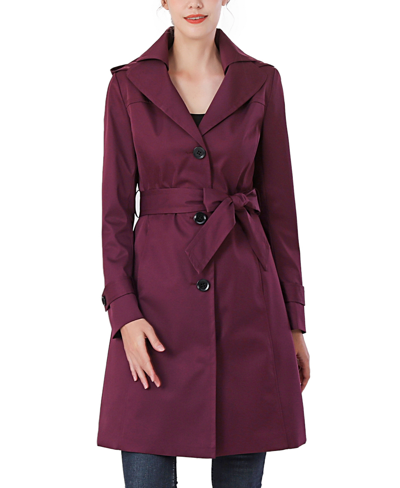 Kimi & Kai Adel Hooded Trench Coat In Grape Wine