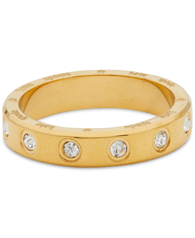Shop Kate Spade Gold-tone Crystal Bezel Stack Ring In Clear/gold