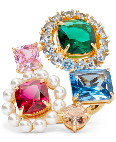 Shop Kate Spade Gold-tone Victoria Cluster Cocktail Ring In Multi