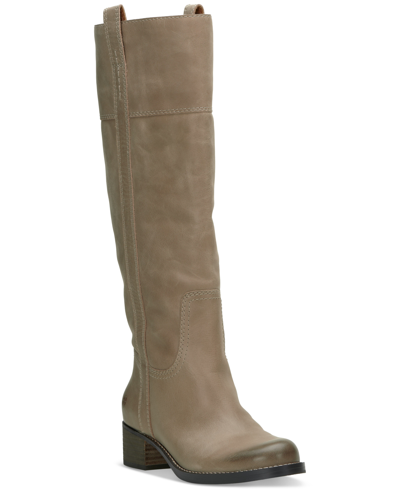 Shop Lucky Brand Women's Hybiscus Knee-high Riding Boots In Silver Cloud Leather