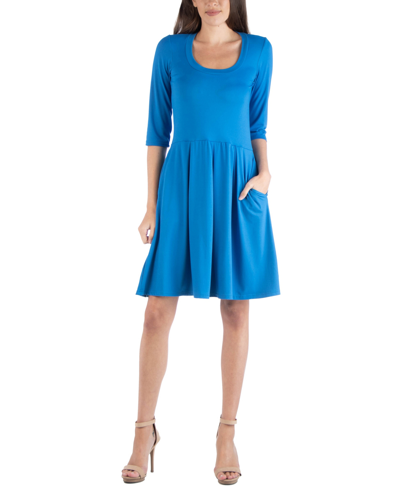 24seven Comfort Apparel Women's Three Quarter Sleeve Mini Dress In