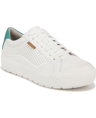 Shop Dr. Scholl's Women's Time Off Platform Sneakers Women's Shoes In White/green Faux Leather